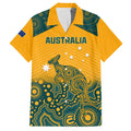 Custom Australia Rugby Family Matching Off Shoulder Maxi Dress and Hawaiian Shirt Wallabies Aboriginal Pattern