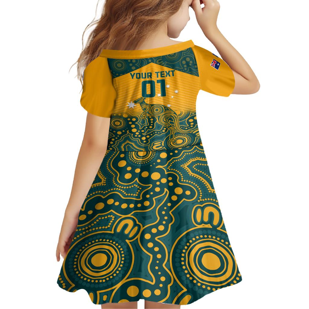Custom Australia Rugby Family Matching Off Shoulder Short Dress and Hawaiian Shirt Wallabies Aboriginal Pattern