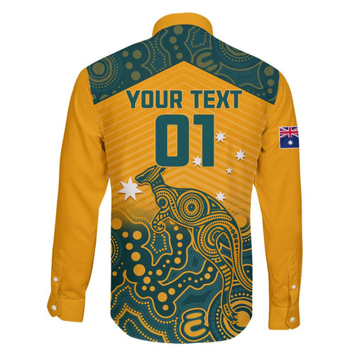 Custom Australia Rugby Family Matching Off Shoulder Short Dress and Hawaiian Shirt Wallabies Aboriginal Pattern