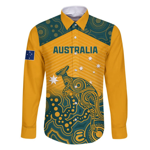 Custom Australia Rugby Family Matching Short Sleeve Bodycon Dress and Hawaiian Shirt Wallabies Aboriginal Pattern