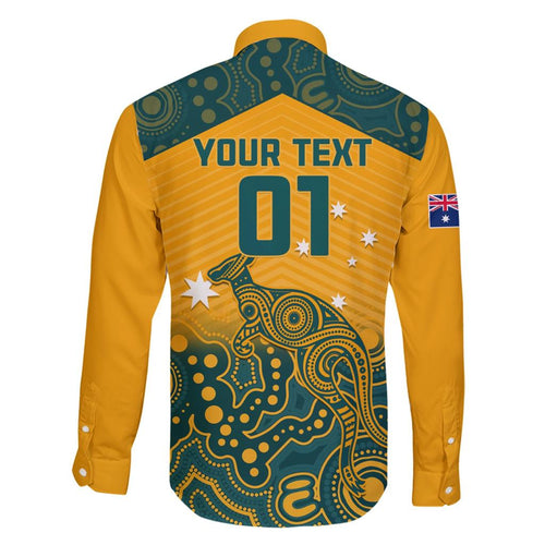 Custom Australia Rugby Family Matching Short Sleeve Bodycon Dress and Hawaiian Shirt Wallabies Aboriginal Pattern