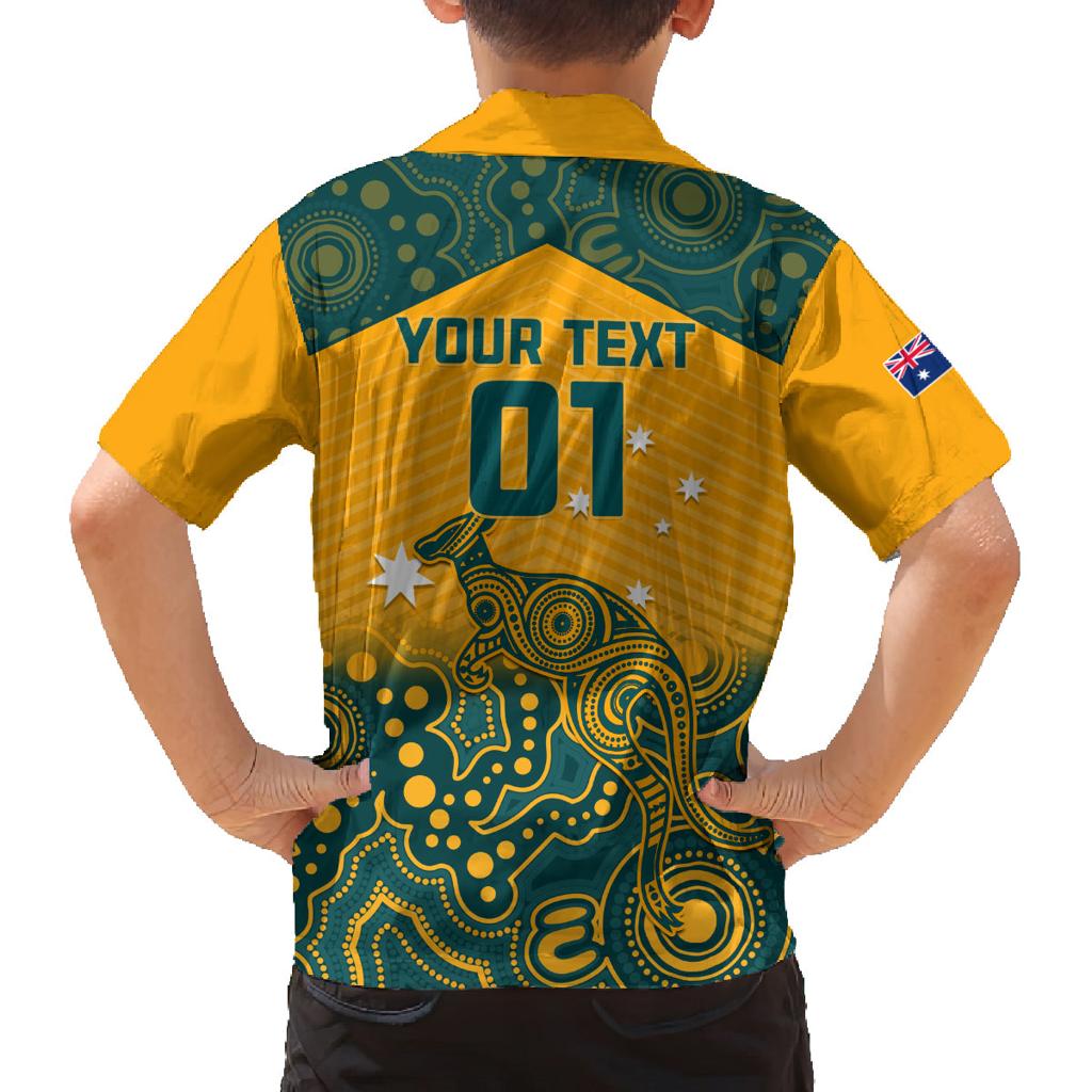 Custom Australia Rugby Family Matching Tank Maxi Dress and Hawaiian Shirt Wallabies Aboriginal Pattern