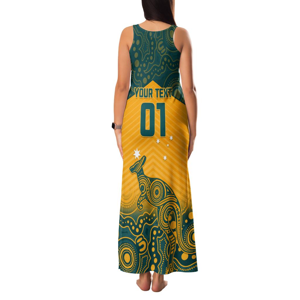 Custom Australia Rugby Family Matching Tank Maxi Dress and Hawaiian Shirt Wallabies Aboriginal Pattern