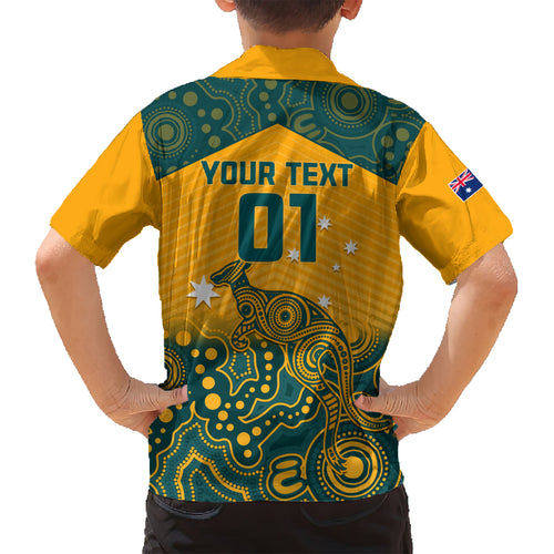 Custom Australia Rugby Hawaiian Shirt Wallabies Aboriginal Pattern