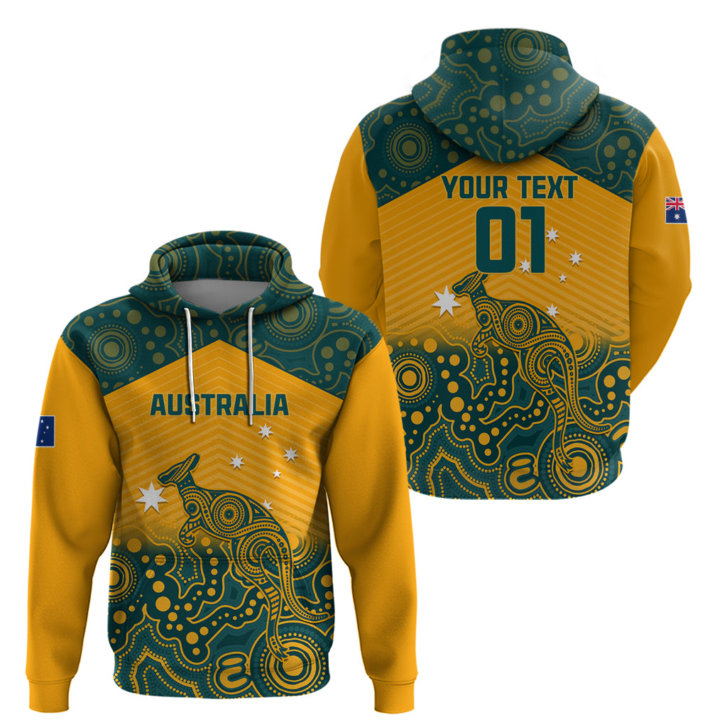Custom Australia Rugby Hoodie Wallabies Aboriginal Pattern