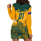 Custom Australia Rugby Hoodie Dress Wallabies Aboriginal Pattern