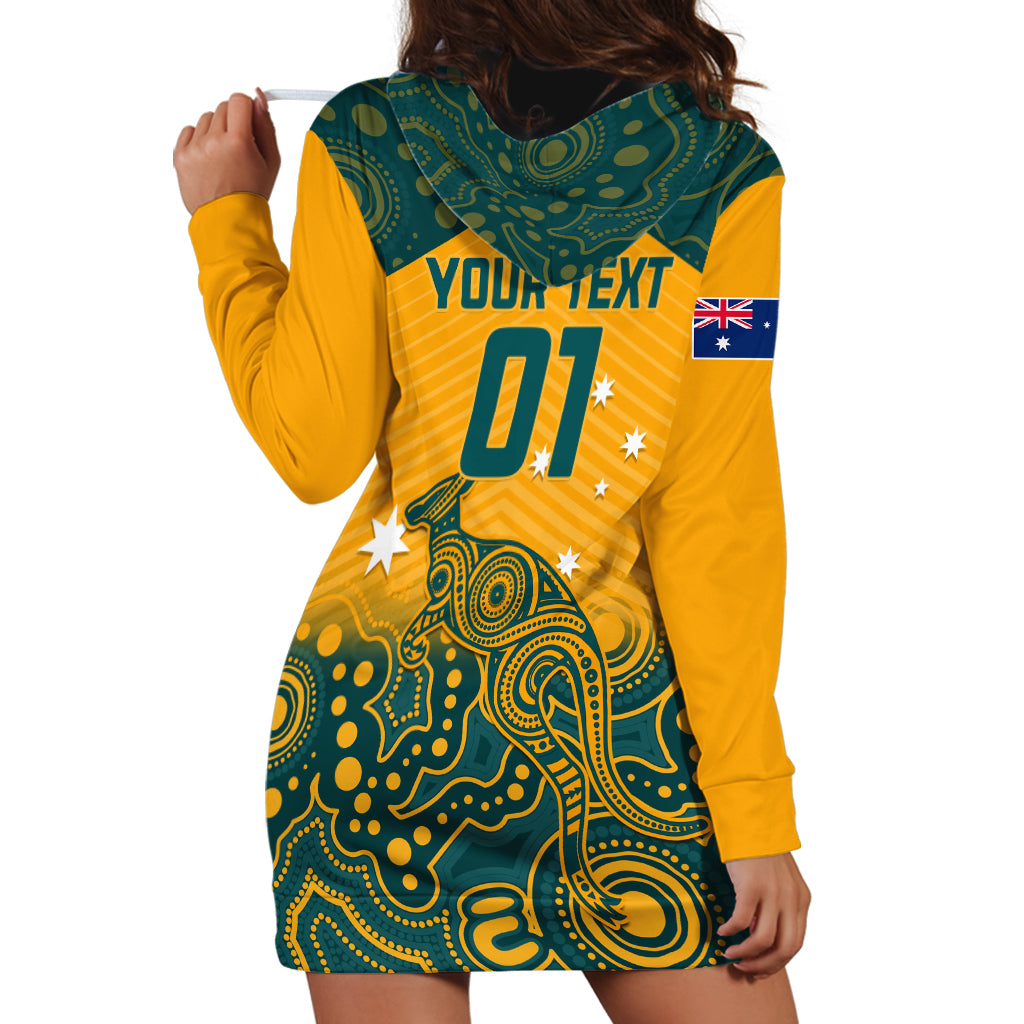 Custom Australia Rugby Hoodie Dress Wallabies Aboriginal Pattern