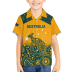 Custom Australia Rugby Kid Hawaiian Shirt Wallabies Aboriginal Pattern