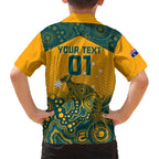 Custom Australia Rugby Kid Hawaiian Shirt Wallabies Aboriginal Pattern