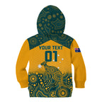 Custom Australia Rugby Kid Hoodie Wallabies Aboriginal Pattern