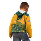 Custom Australia Rugby Kid Hoodie Wallabies Aboriginal Pattern