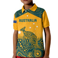 Custom Australia Rugby Kid Polo Shirt Wallabies Aboriginal Pattern