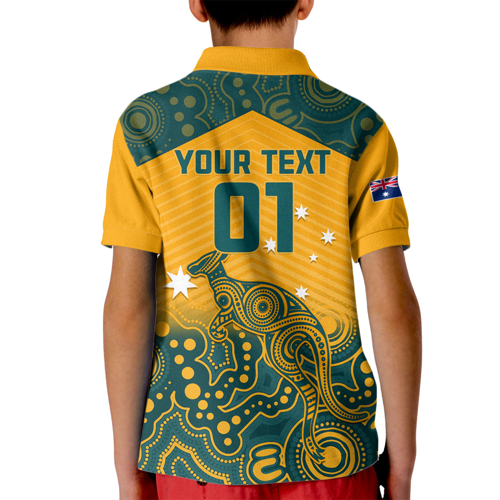 Custom Australia Rugby Kid Polo Shirt Wallabies Aboriginal Pattern