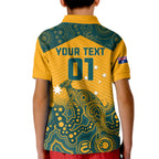 Custom Australia Rugby Kid Polo Shirt Wallabies Aboriginal Pattern