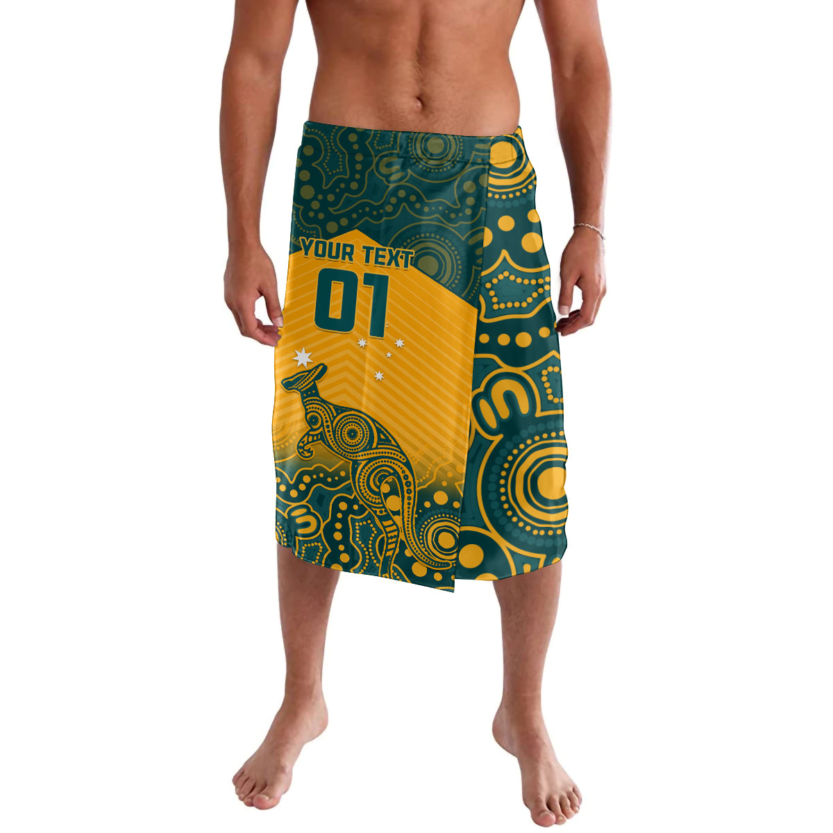 Custom Australia Rugby Lavalava Wallabies Aboriginal Pattern