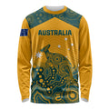 Custom Australia Rugby Long Sleeve Shirt Wallabies Aboriginal Pattern LT01