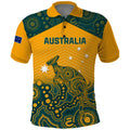 Custom Australia Rugby Polo Shirt Wallabies Aboriginal Pattern