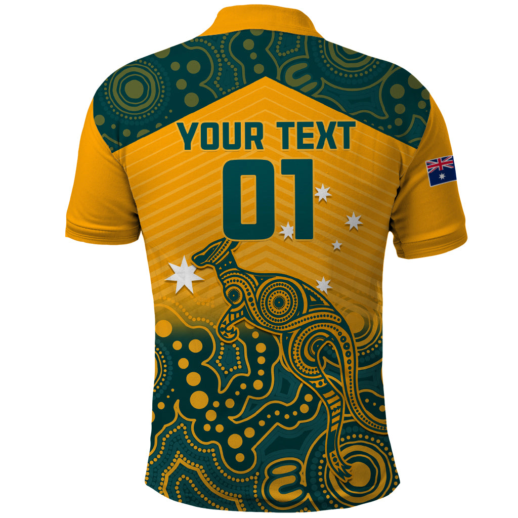 Custom Australia Rugby Polo Shirt Wallabies Aboriginal Pattern
