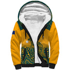 Custom Australia Rugby Sherpa Hoodie Wallabies Aboriginal Pattern