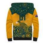 Custom Australia Rugby Sherpa Hoodie Wallabies Aboriginal Pattern