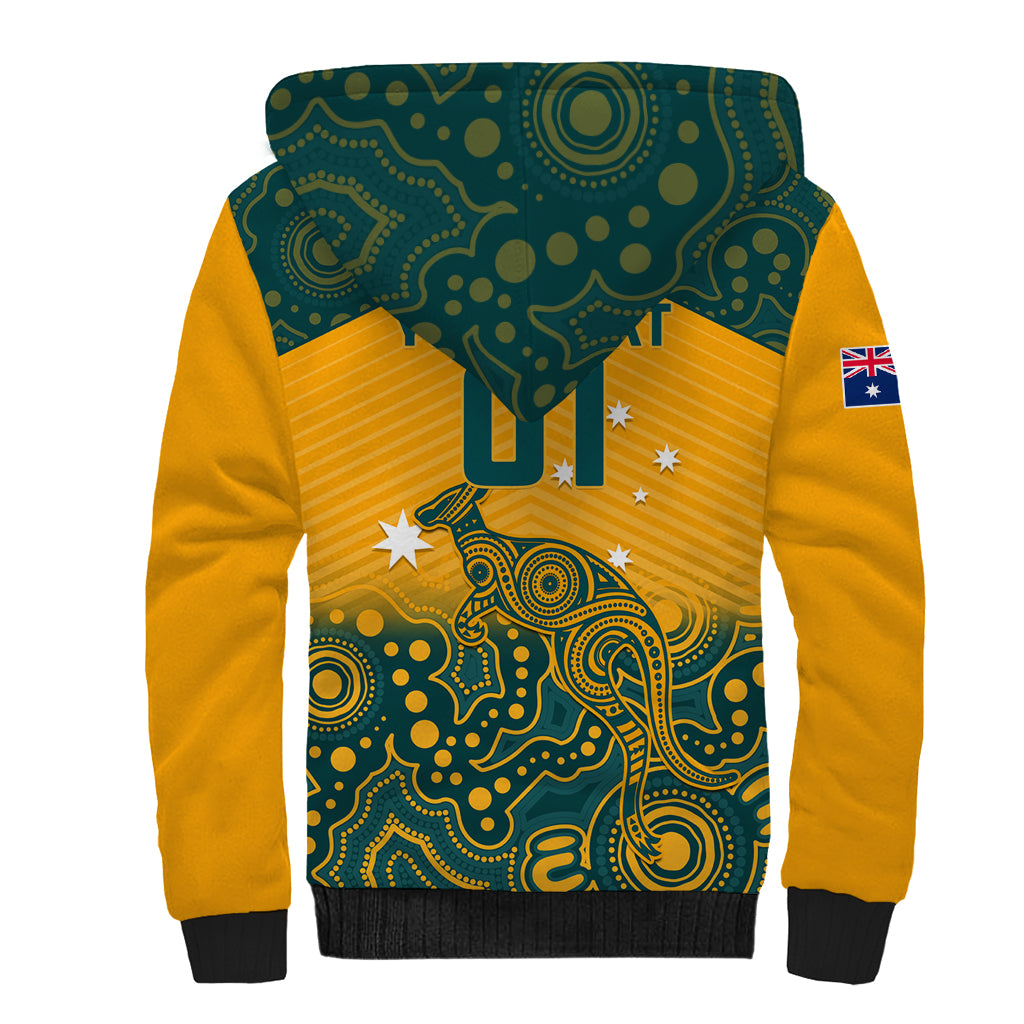 Custom Australia Rugby Sherpa Hoodie Wallabies Aboriginal Pattern