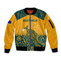 Custom Australia Rugby Sleeve Zip Bomber Jacket Wallabies Aboriginal Pattern