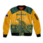 Custom Australia Rugby Sleeve Zip Bomber Jacket Wallabies Aboriginal Pattern
