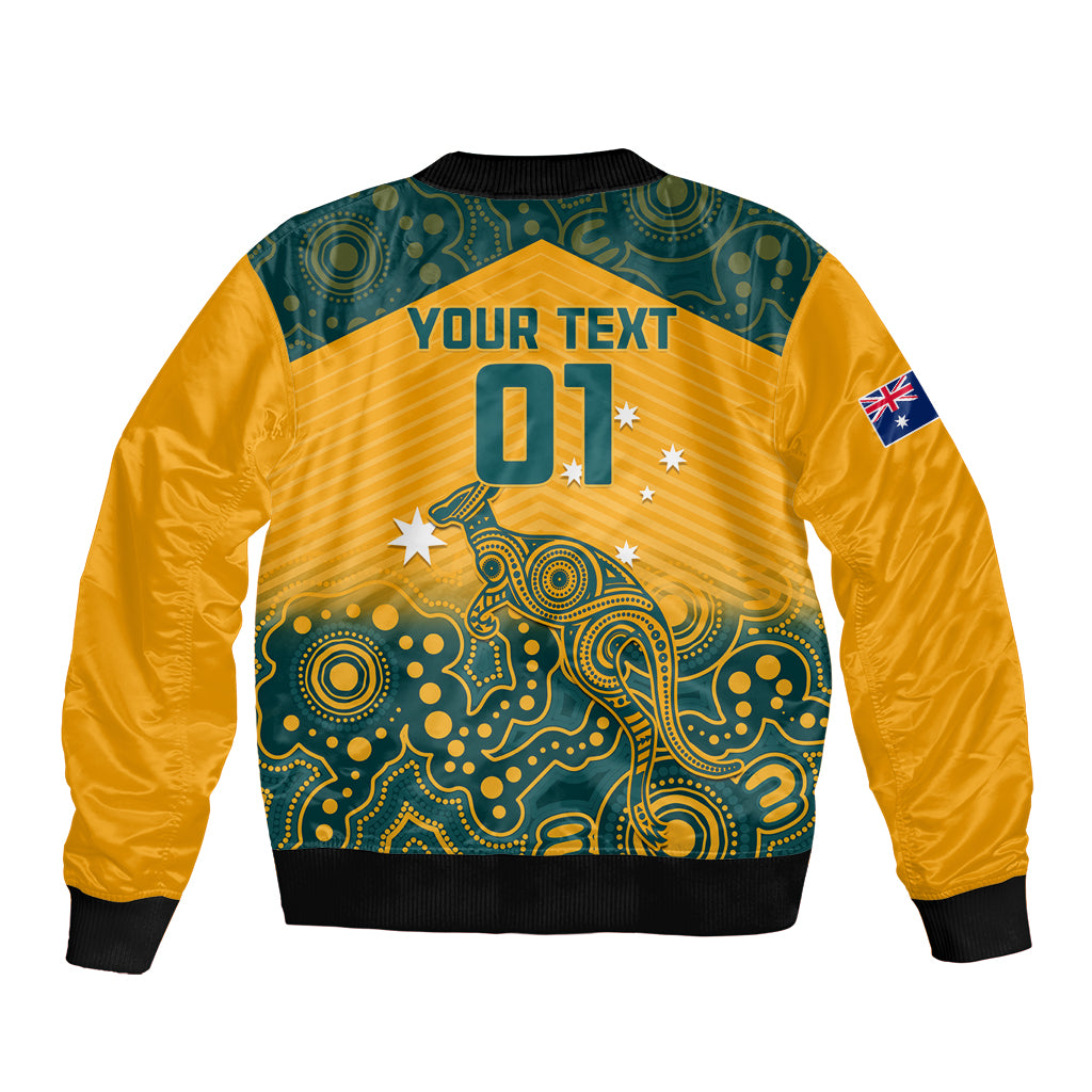Custom Australia Rugby Sleeve Zip Bomber Jacket Wallabies Aboriginal Pattern