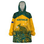 Custom Australia Rugby Wearable Blanket Hoodie Wallabies Aboriginal Pattern