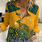 Custom Australia Rugby Women Casual Shirt Wallabies Aboriginal Pattern LT01