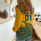Custom Australia Rugby Women Casual Shirt Wallabies Aboriginal Pattern LT01