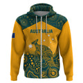 Custom Australia Rugby Zip Hoodie Wallabies Aboriginal Pattern