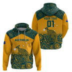 Custom Australia Rugby Zip Hoodie Wallabies Aboriginal Pattern
