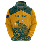 Custom Australia Rugby Zip Hoodie Wallabies Aboriginal Pattern