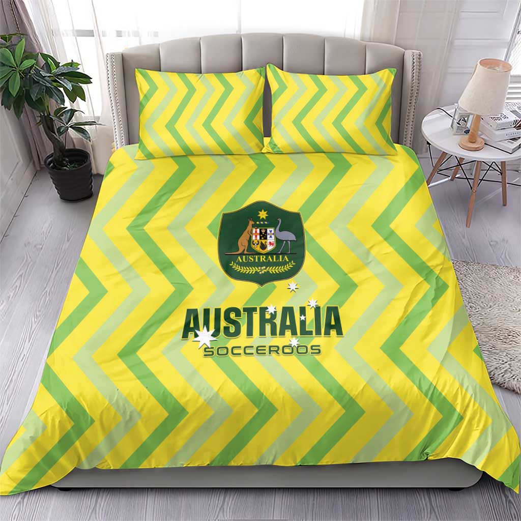 Australia Socceroos 2025 Bedding Set Forever Golden - Aussie Hoodie