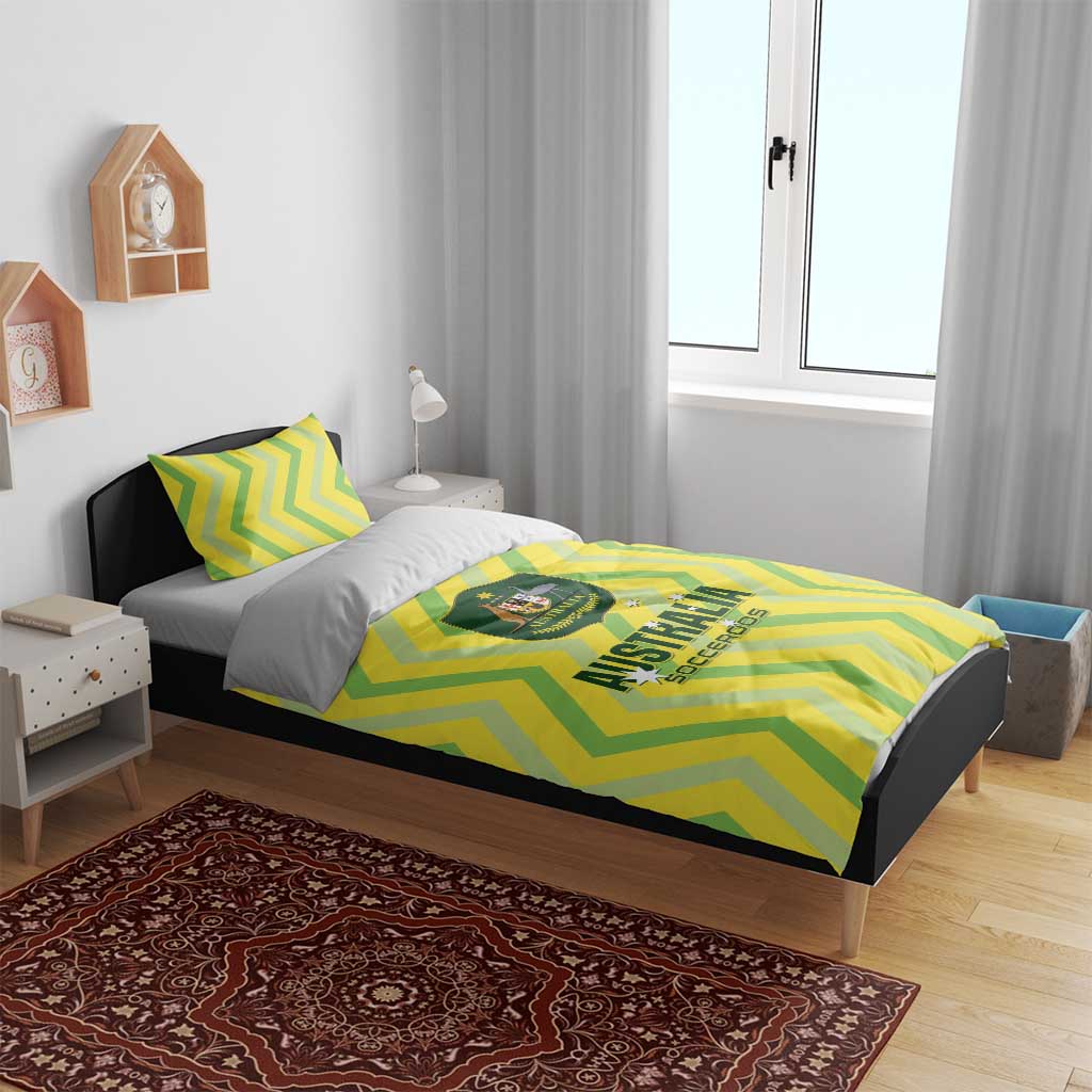 Australia Socceroos 2025 Bedding Set Forever Golden - Aussie Hoodie