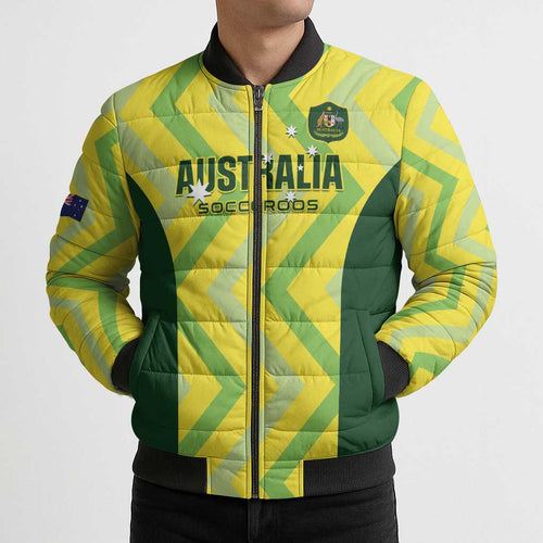 Custom Australia Socceroos 2025 Bomber Puffer Jacket Forever Golden - Aussie Hoodie