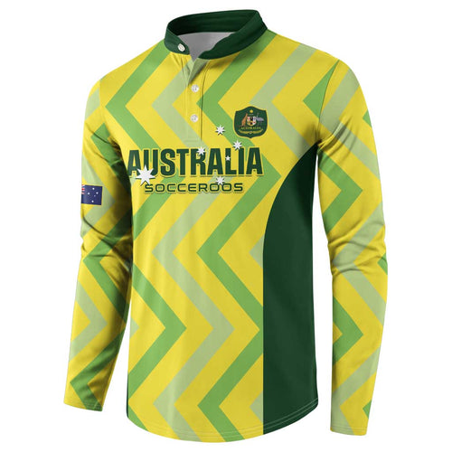 Custom Australia Socceroos 2025 Button Sweatshirt Forever Golden - Aussie Hoodie