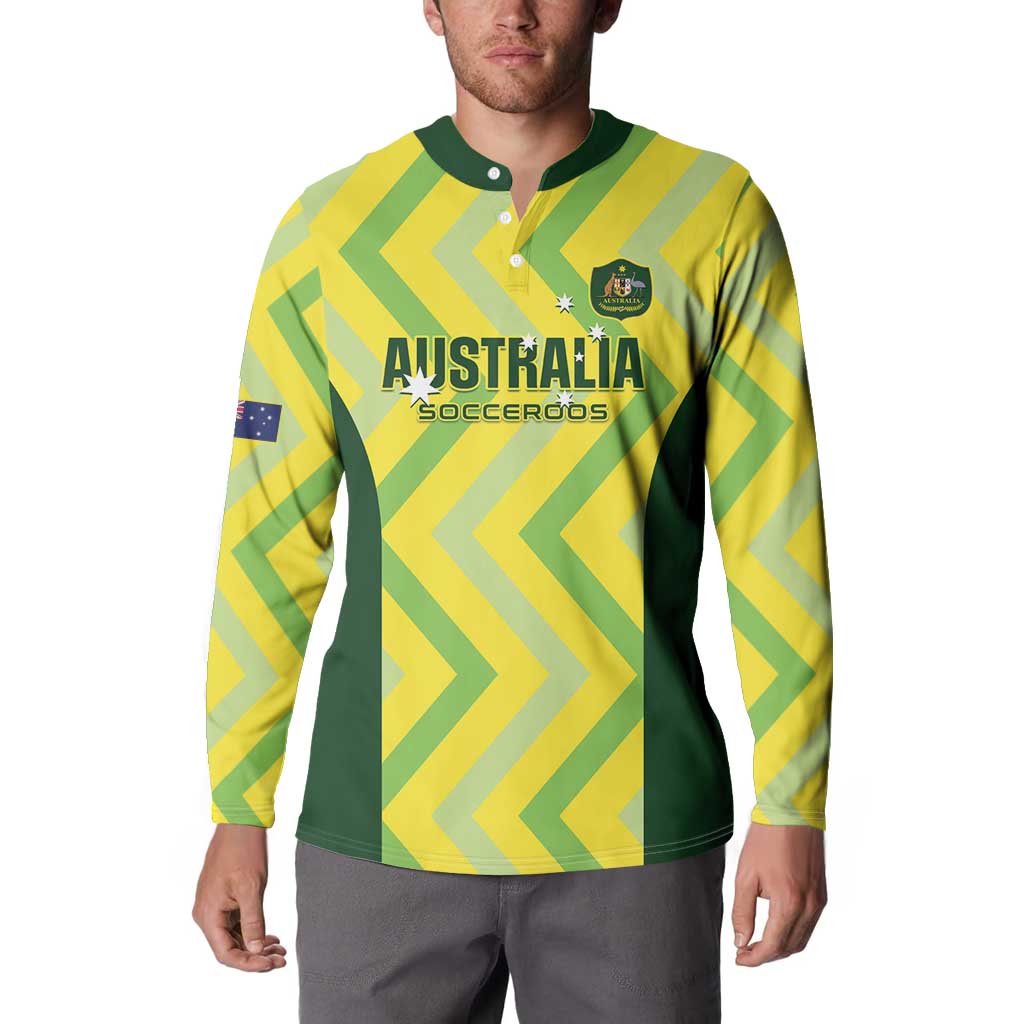 Custom Australia Socceroos 2025 Button Sweatshirt Forever Golden - Aussie Hoodie
