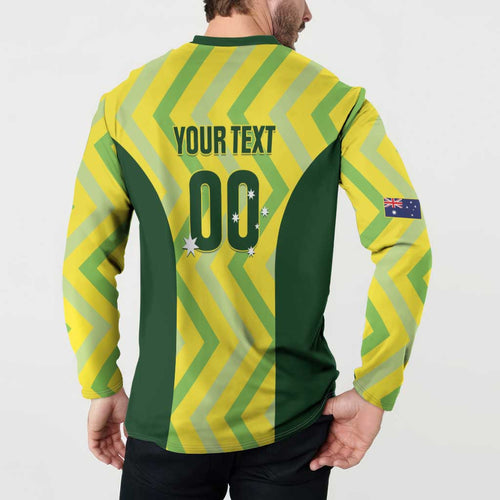 Custom Australia Socceroos 2025 Button Sweatshirt Forever Golden - Aussie Hoodie