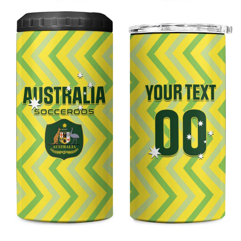 Custom Australia Socceroos 2025 4 in 1 Can Cooler Tumbler Forever Golden - Aussie Hoodie