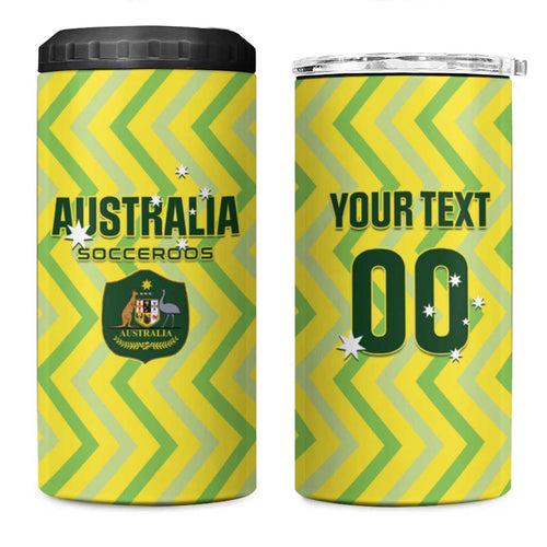 Custom Australia Socceroos 2025 4 in 1 Can Cooler Tumbler Forever Golden - Aussie Hoodie