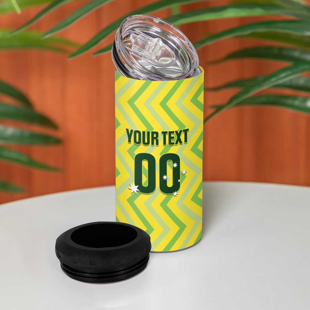 Custom Australia Socceroos 2025 4 in 1 Can Cooler Tumbler Forever Golden - Aussie Hoodie