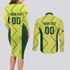 Custom Australia Socceroos 2025 Couples Matching Long Sleeve Bodycon Dress and Long Sleeve Button Shirt Forever Golden - Aussie Hoodie