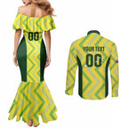 Custom Australia Socceroos 2025 Couples Matching Mermaid Dress and Long Sleeve Button Shirt Forever Golden - Aussie Hoodie