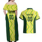 Custom Australia Socceroos 2025 Couples Matching Off Shoulder Maxi Dress and Hawaiian Shirt Forever Golden - Aussie Hoodie