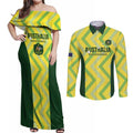 Custom Australia Socceroos 2025 Couples Matching Off Shoulder Maxi Dress and Long Sleeve Button Shirt Forever Golden - Aussie Hoodie