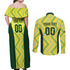 Custom Australia Socceroos 2025 Couples Matching Off Shoulder Maxi Dress and Long Sleeve Button Shirt Forever Golden - Aussie Hoodie