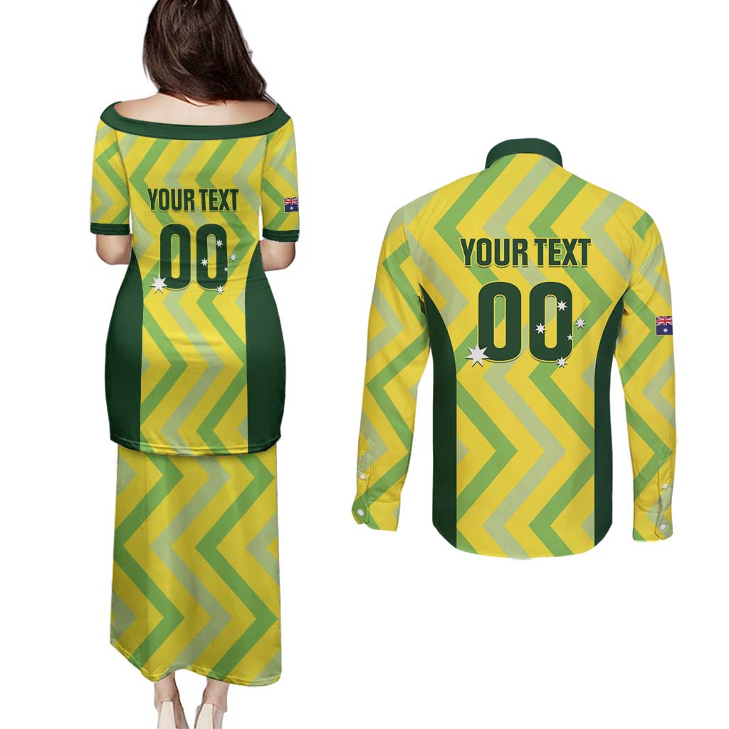 Custom Australia Socceroos 2025 Couples Matching Puletasi and Long Sleeve Button Shirt Forever Golden - Aussie Hoodie