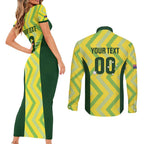 Custom Australia Socceroos 2025 Couples Matching Short Sleeve Bodycon Dress and Long Sleeve Button Shirt Forever Golden - Aussie Hoodie